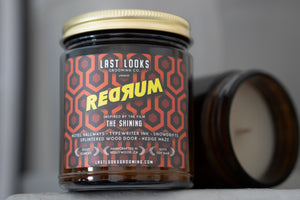 Last Looks Grooming Movie Scented Candles Redrum Inspired By The Shining Kubrick Horror Film Candles That Smell Like Movies