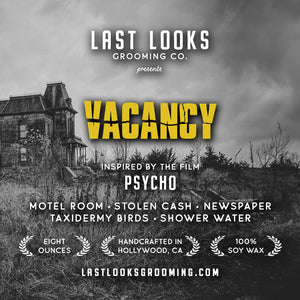 Last Looks Grooming Movie Scented Candles Redrum Inspired By Psycho Alfred Hitchcock Horror Film