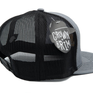 Last Looks Apparel Trucker Hat Grey Linen Black Mesh Back